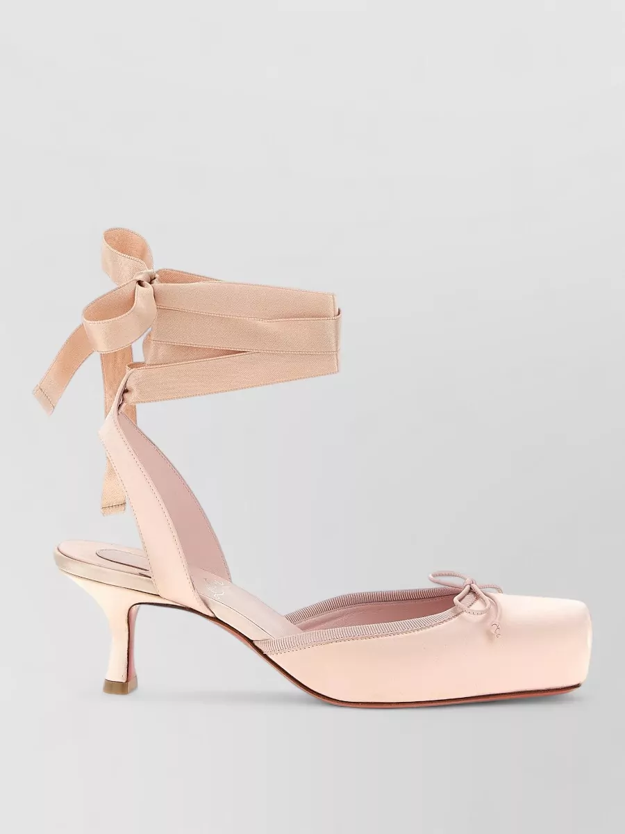 Christian Louboutin Cassia Lace Up Pumps Square Toe Bow