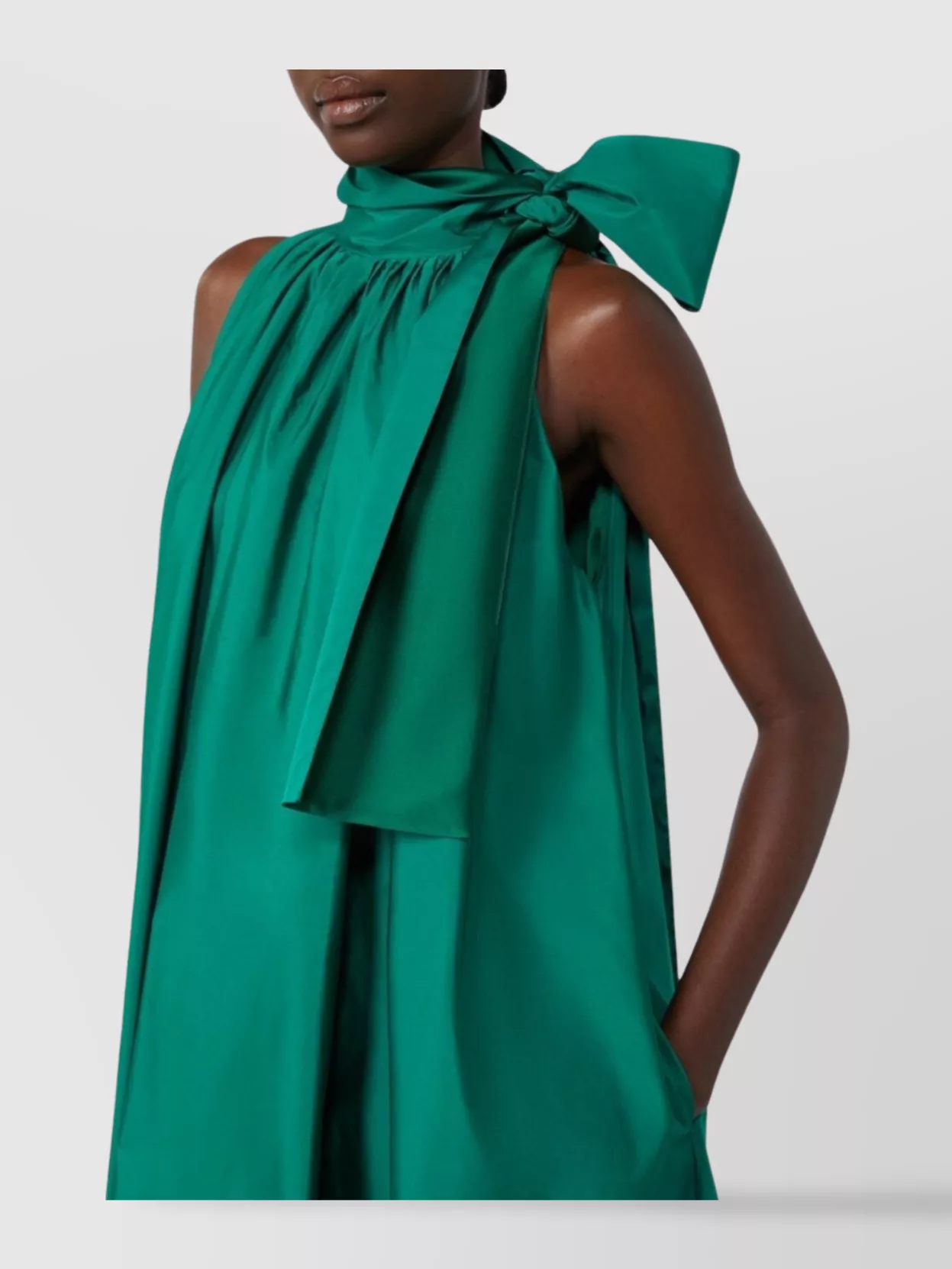 Max Mara Flared Halter Neck Dress With Pleated Design
