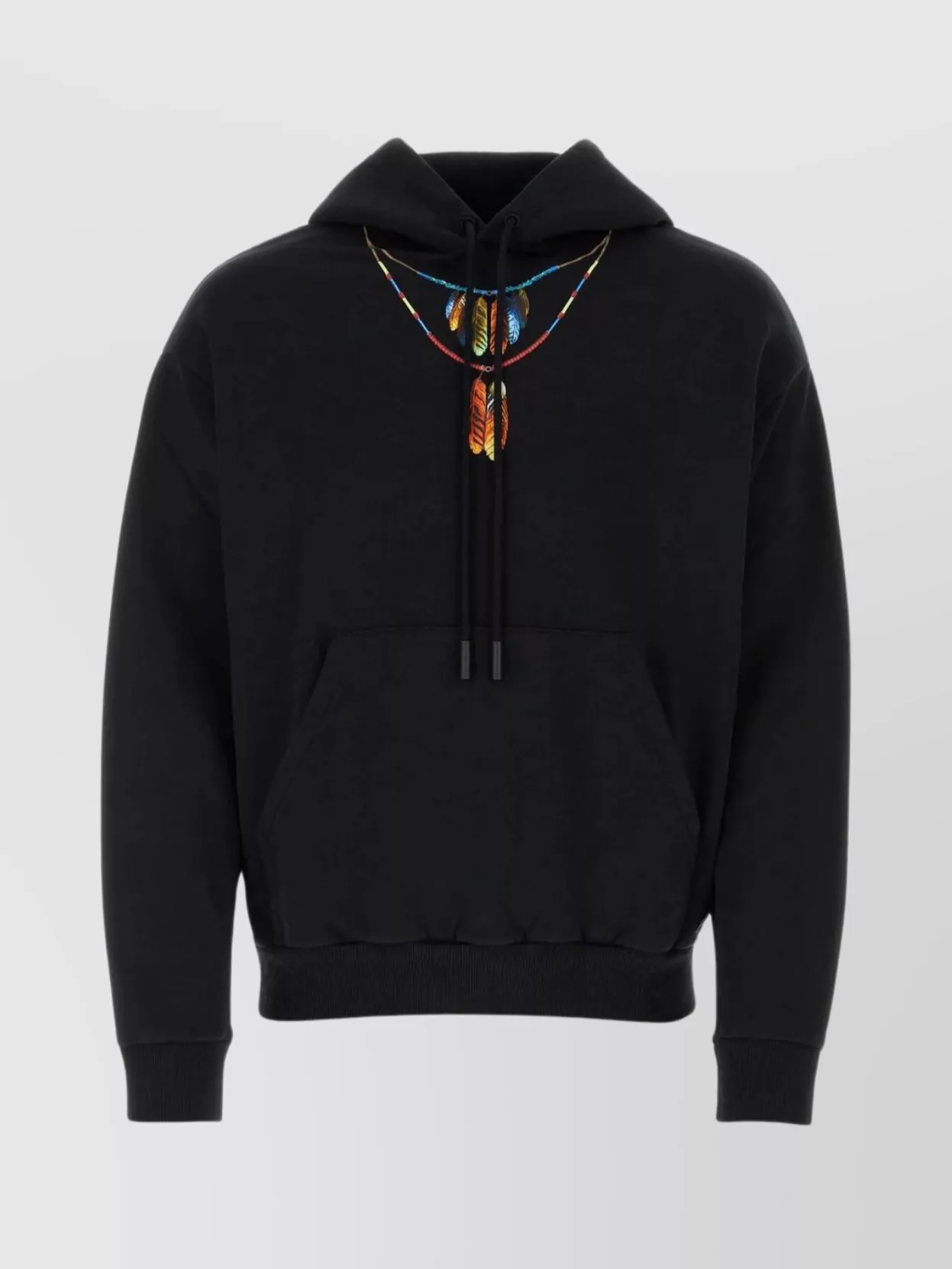 Shop Marcelo Burlon County Of Milan Oversize Cotton Feathers Necklace Hoodie In Black