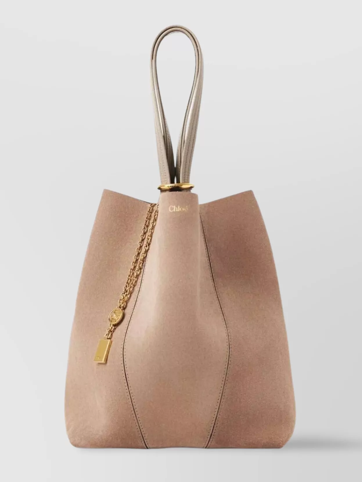 Chloé "spin" Chain Handle Tote Bag In Brown