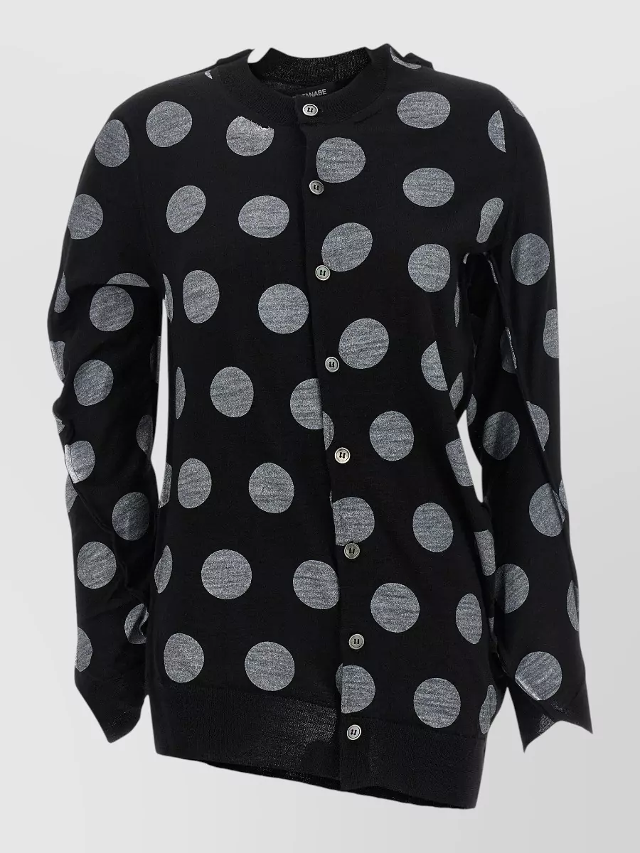 Junya Watanabe asymmetric polka-dot wool long-sleeve cardigan