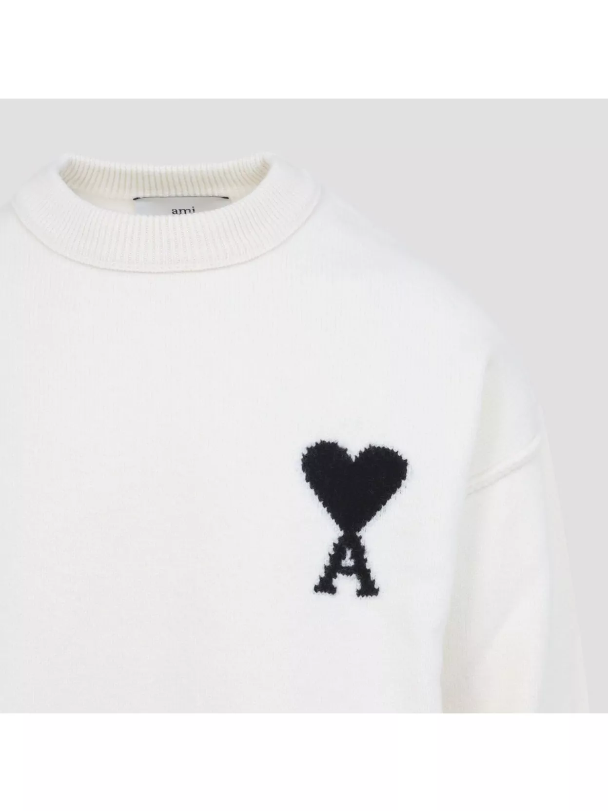Ami Alexandre Mattiussi Ribbed Crewneck Sweater With Cuffs And Hem In White