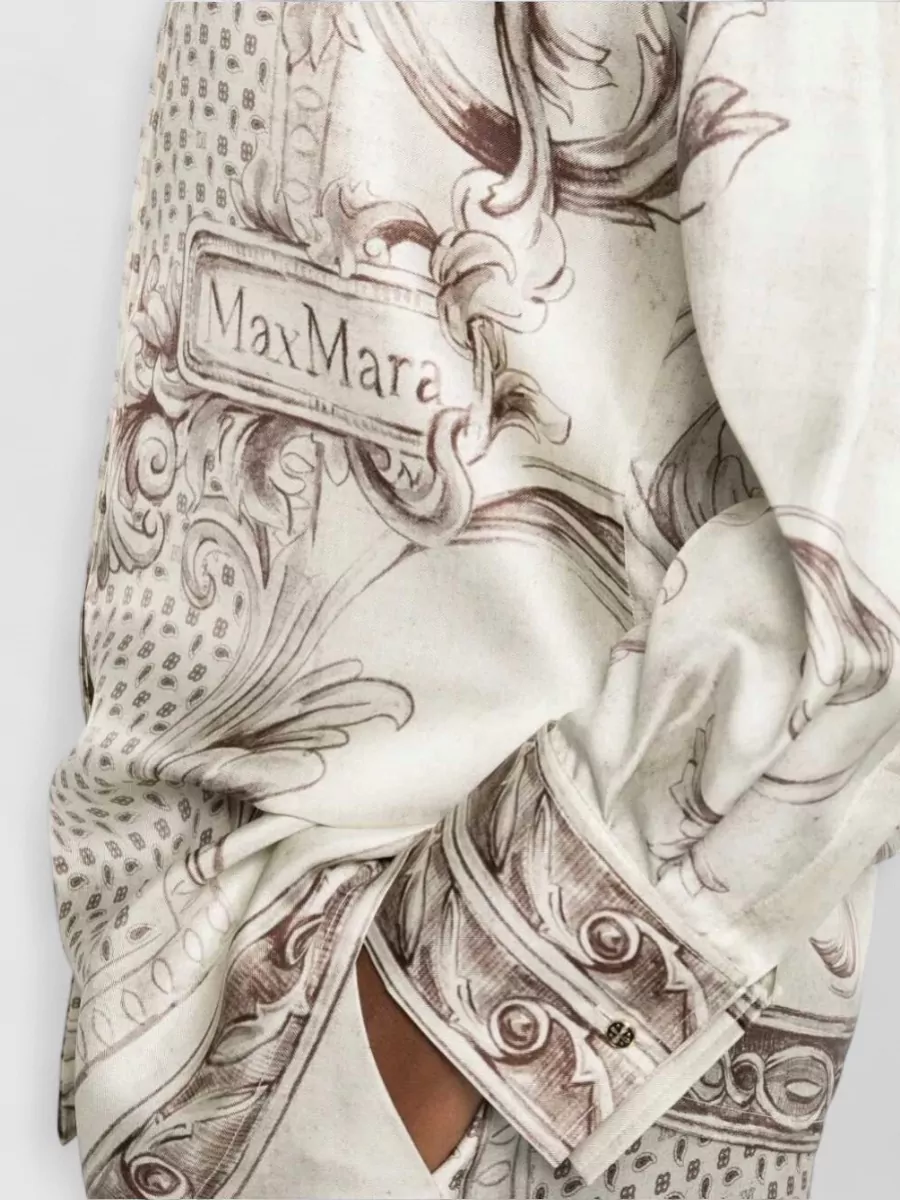 Max Mara Silk Printed Long-Sleeve Shirt