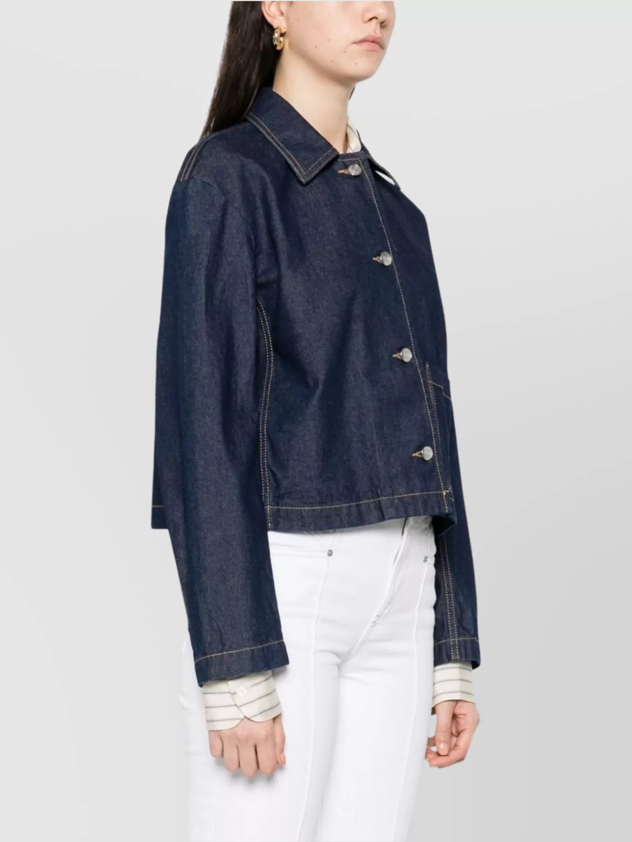 Maison Kitsuné Short Denim Jacket Chest Pocket