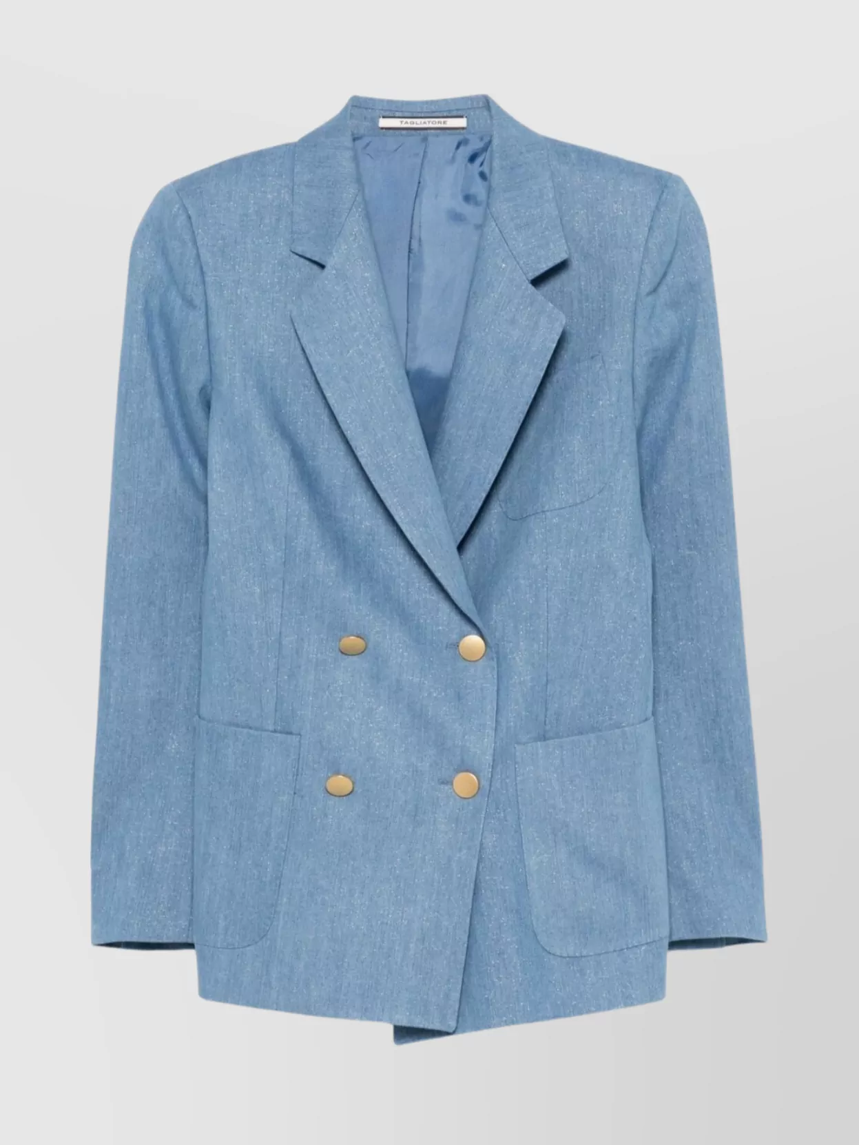 Tagliatore Structured Double-breasted Blazer Flap Pockets In Blue