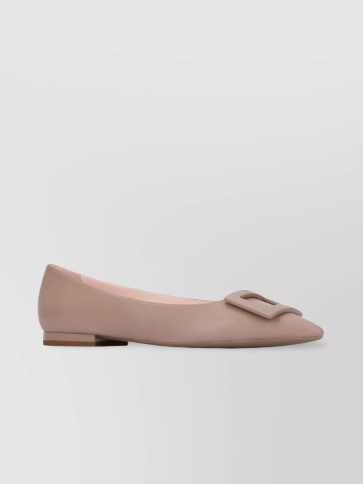 Roger Vivier 10mm Gommettine Leather Ballerinas In Taupe