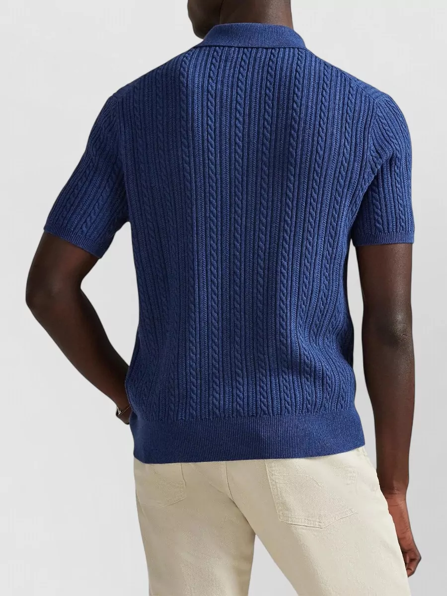 Polo Ralph Lauren Cable-Knit Cotton Short-Sleeve Polo Shirt