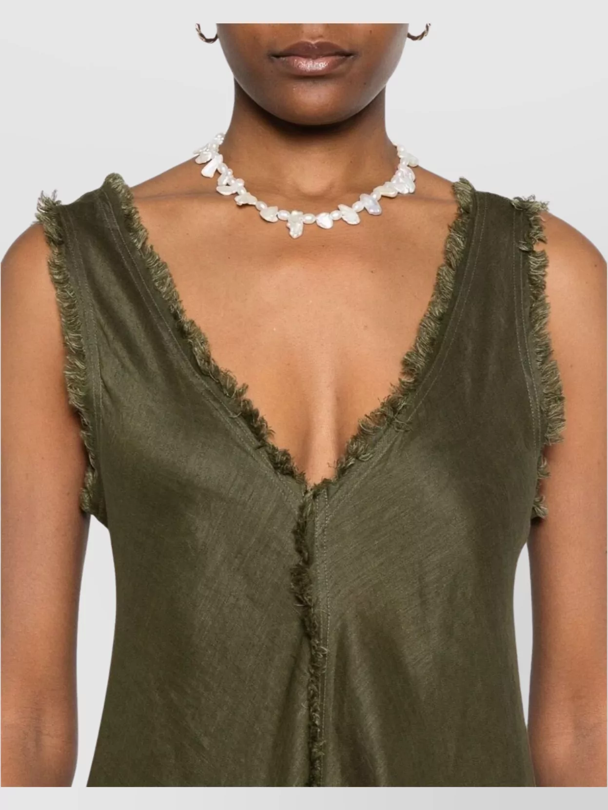 P.a.r.o.s.h Frayed Edges A-line Maxi Dress In Green