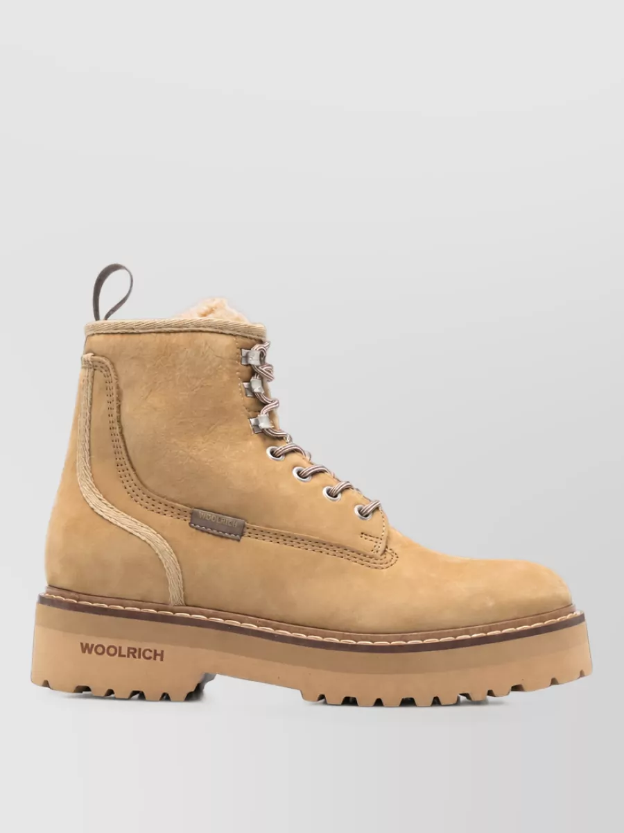 Woolrich Suede Shearling Lace-Up Boots