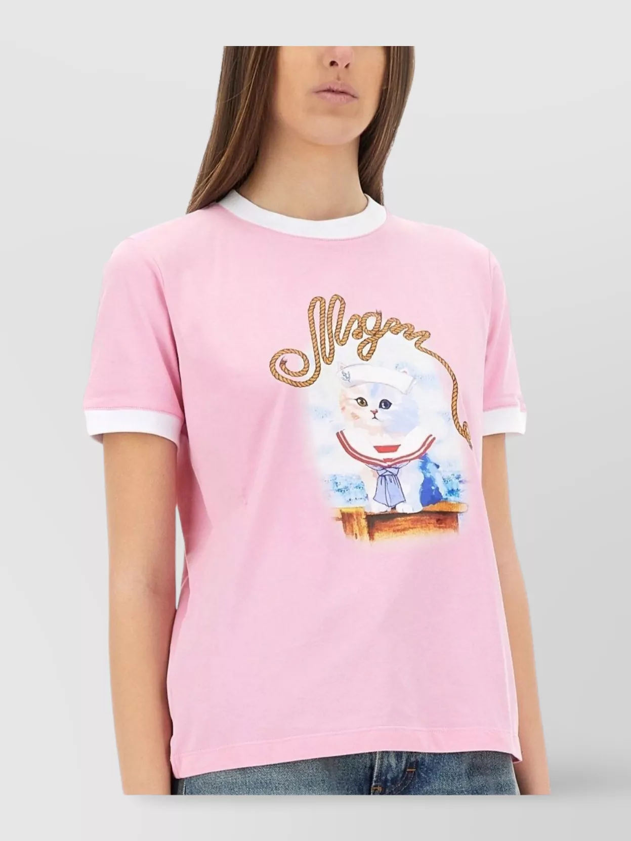 Msgm "Sailor Kitten" Print T-Shirt