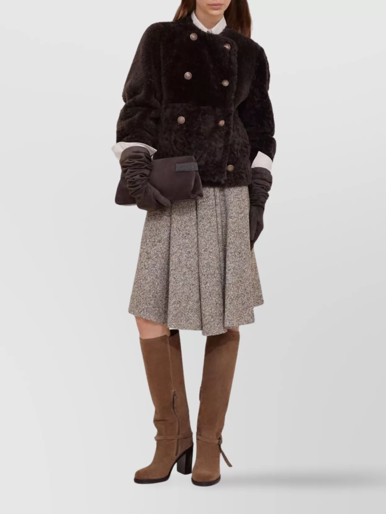 Brunello Cucinelli Reversible Double-breasted Fur Jacket With Button Detailing In Brown