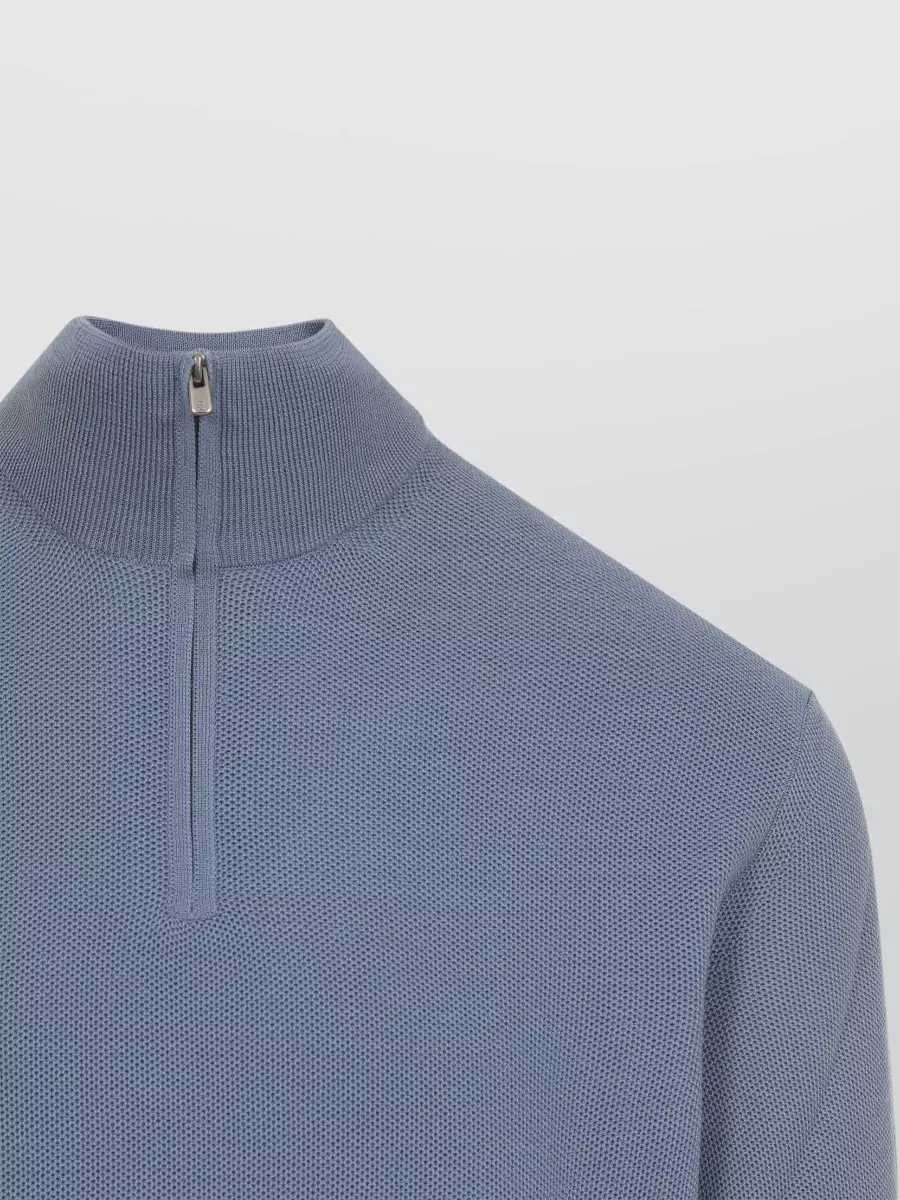 Ralph Lauren Purple Label High Collar Sweater Ribbed Cuffs Hem