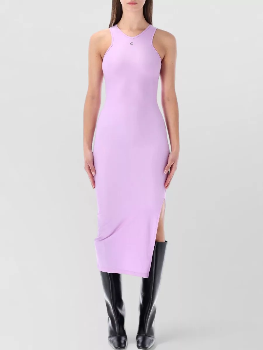 Coperni Midi Tank Dress Round Neck Slit In Purple