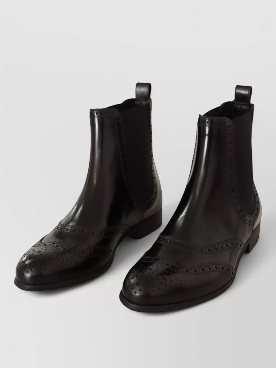 Dolce&Gabbana Leather Ankle Wingtip Oxford Boots