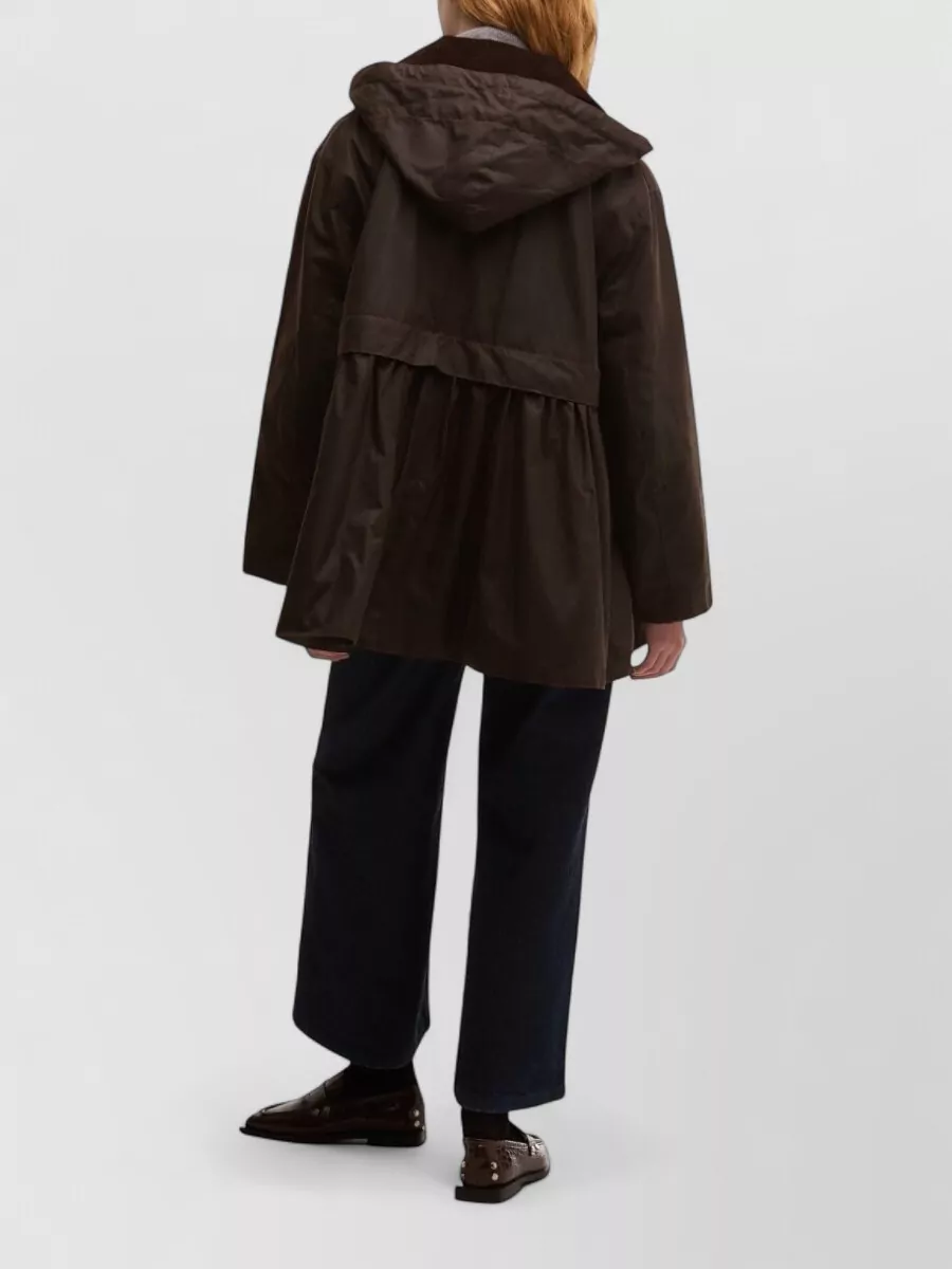 Barbour Ganni Hooded Long Coat Corduroy Collar