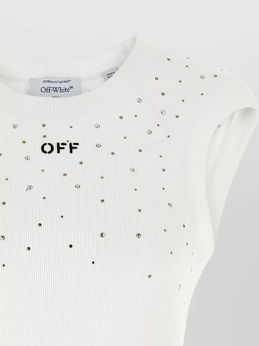 Off-White Crystal-Embellished Top