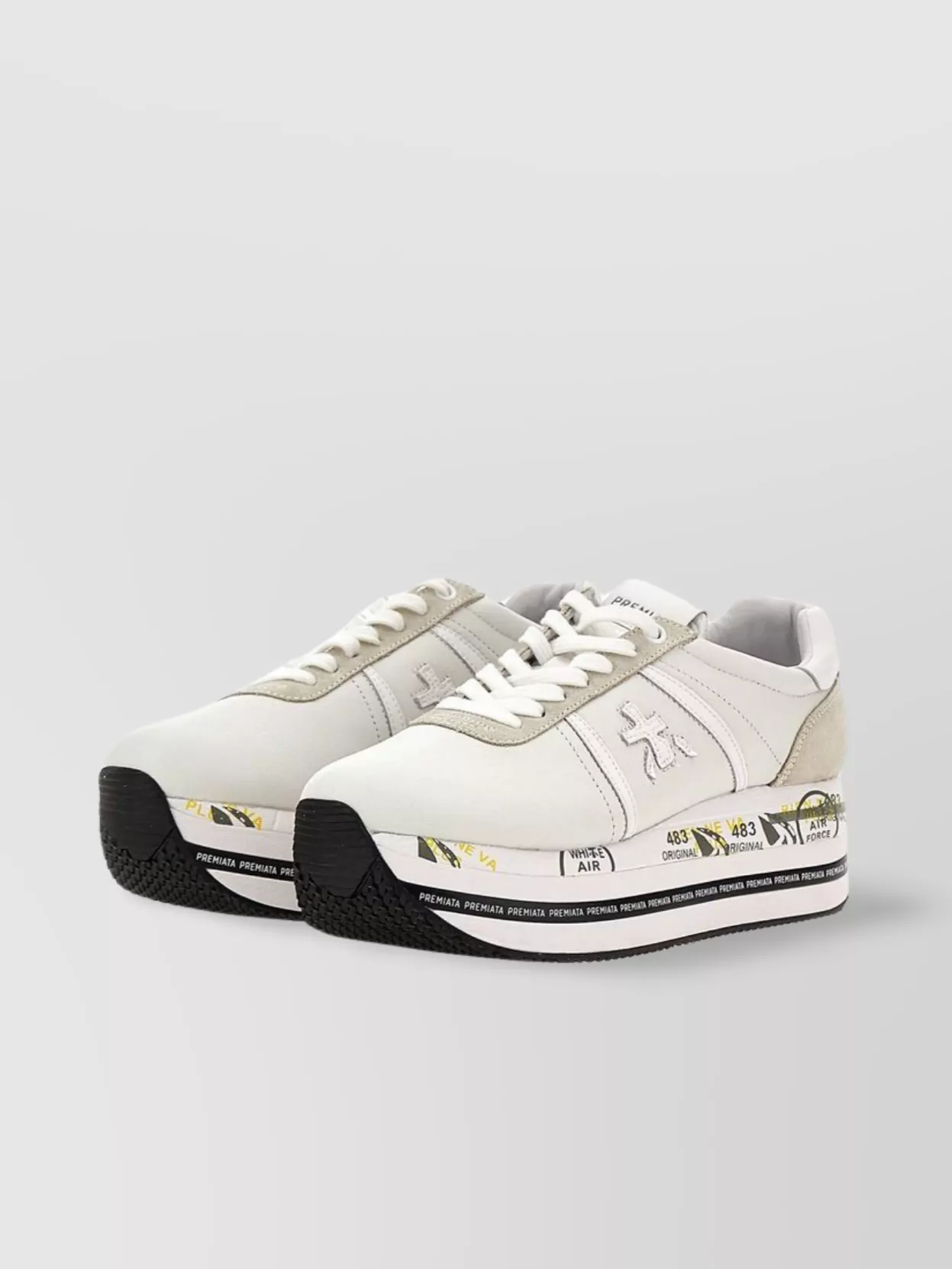 Premiata Platform Sneakers With Contrast Heel And Stripe