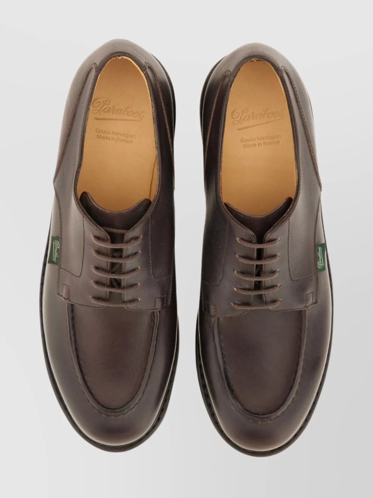 Paraboot Round Toe Leather Boots With Stitched Detail