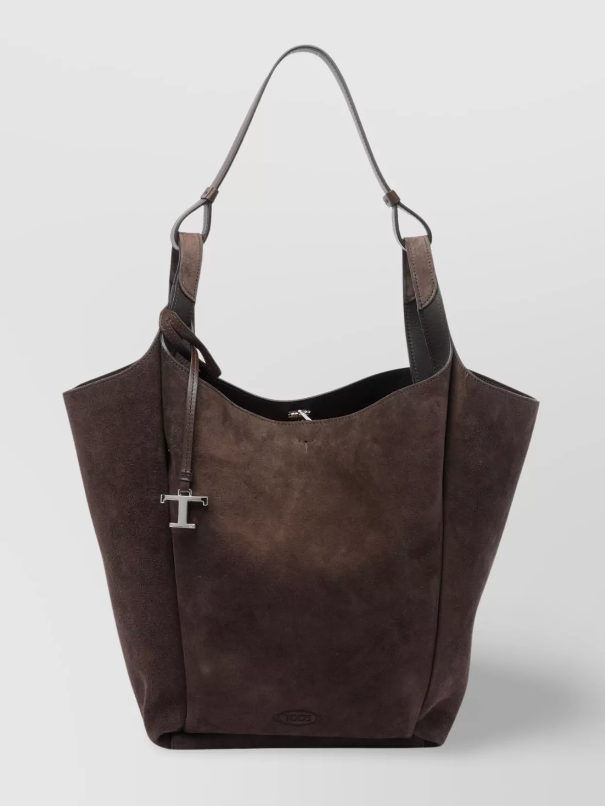 Tod's Suede Leather Bucket Bag With Metal Charm