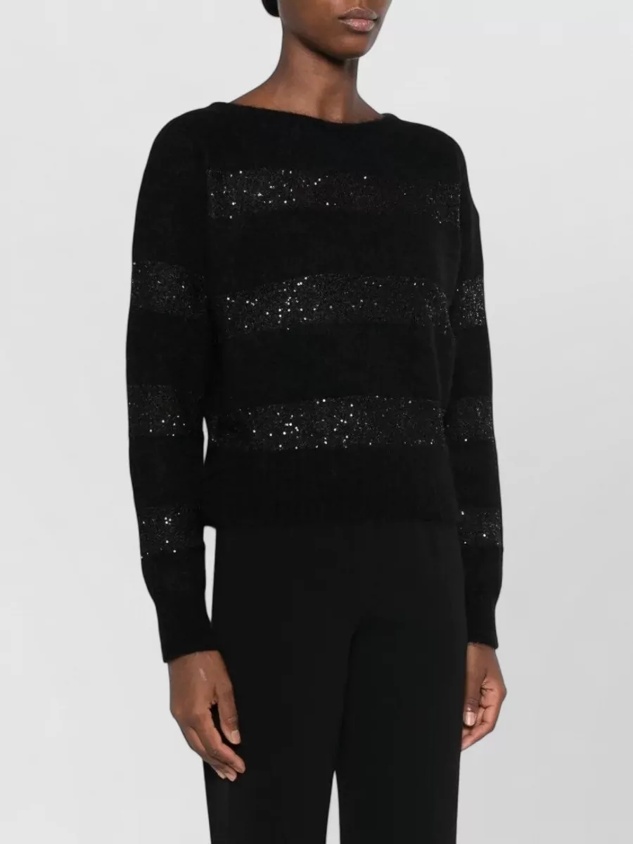 S Max Mara Mohair Boat Neck Long Sleeve Ribbed Hem Sweater