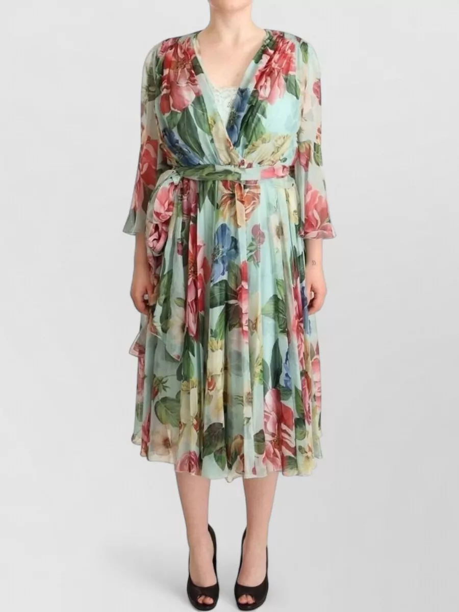 Dolce&Gabbana Silk floral-print v-neck wrap midi dress