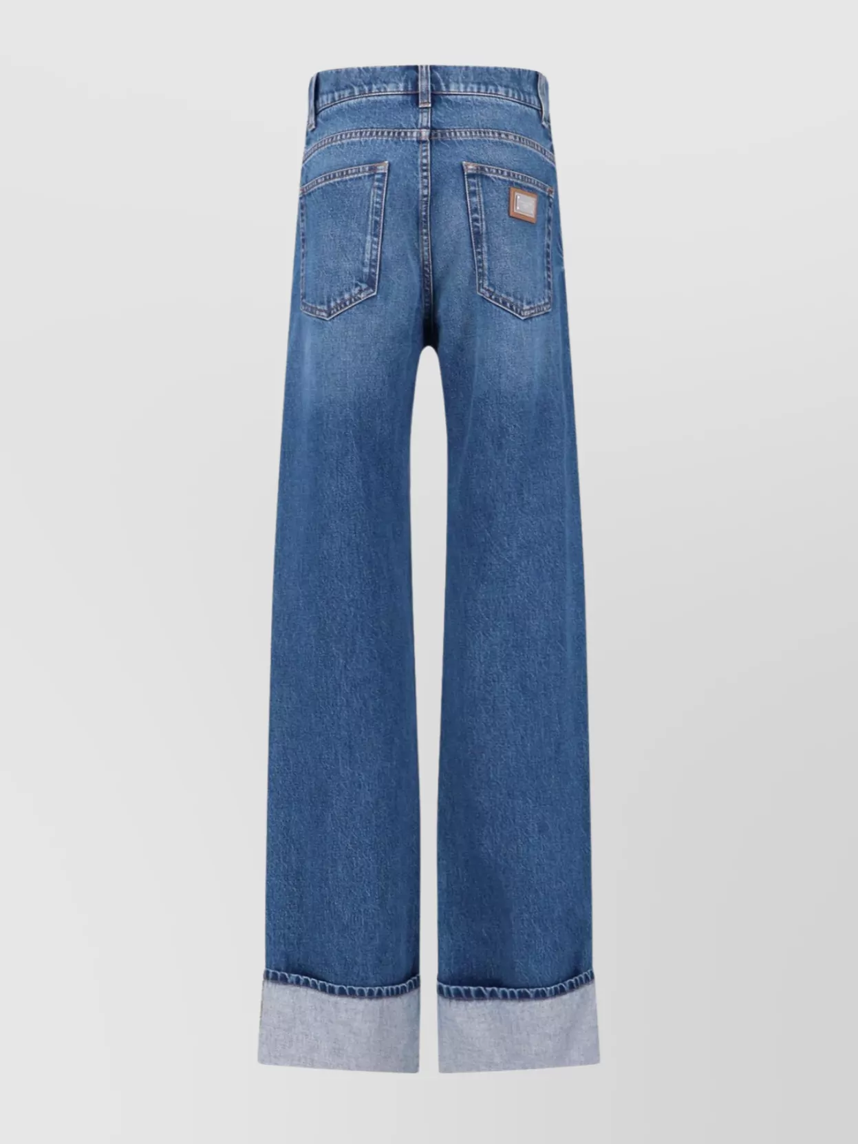 Dolce & Gabbana Wide-leg Trousers With Pockets And Cuffs In Blue