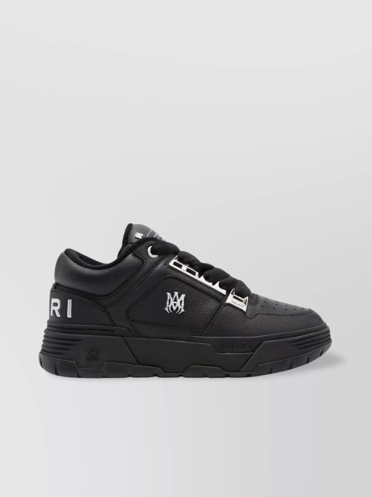 Amiri Round Toe Leather Sneakers With Perforated Detail