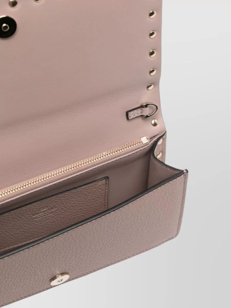 Valentino Garavani Rockstud Leather Clutch Wallet On Chain