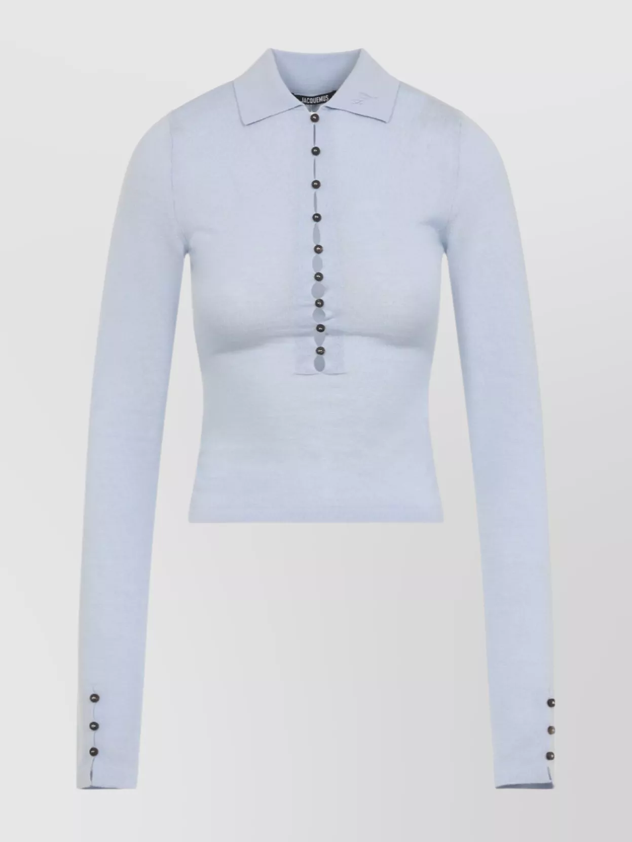 Jacquemus Long Sleeve Merino Polo With Button Detail