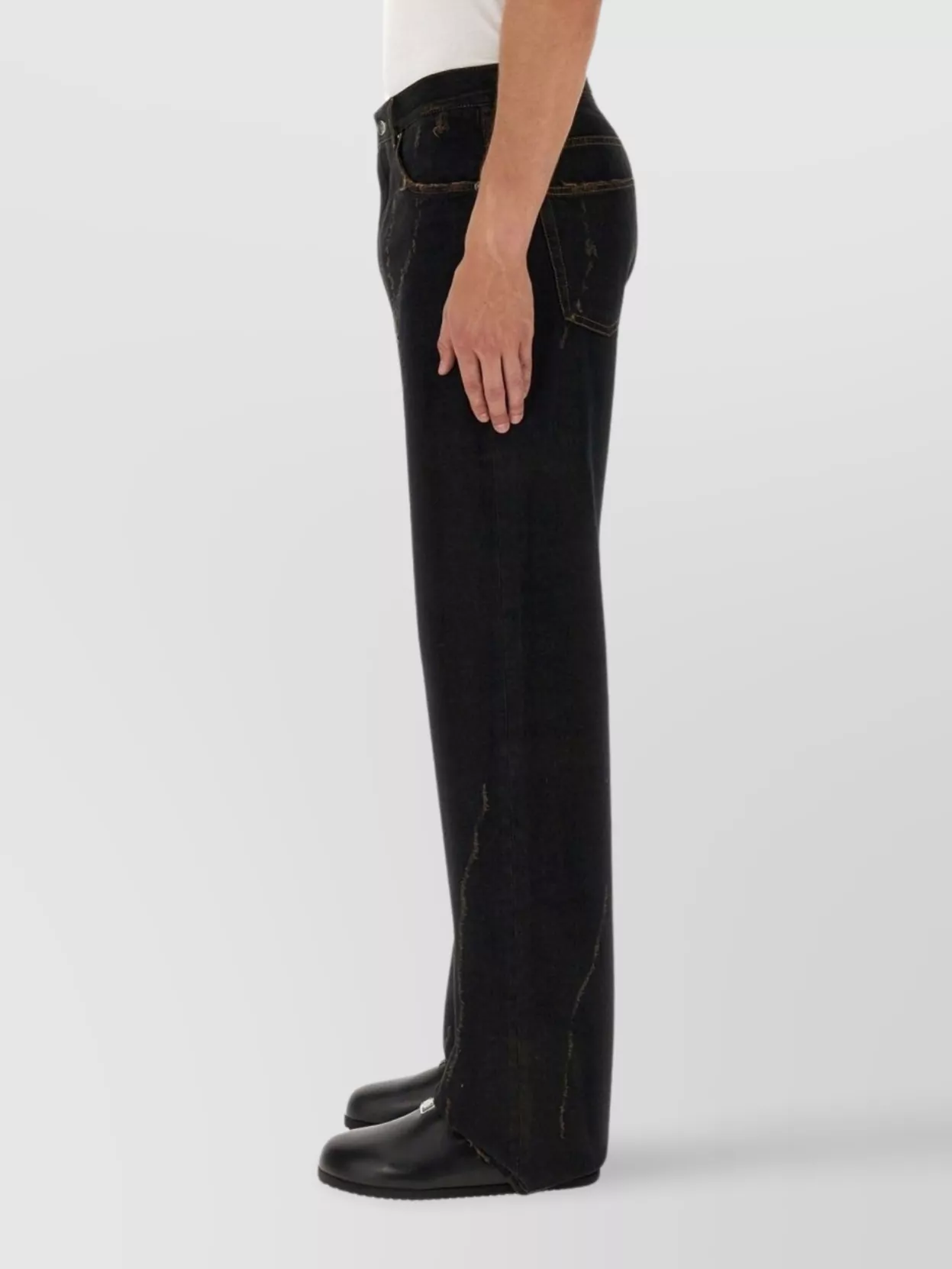 Dolce&Gabbana Distressed Denim Trousers With Belt Loops And Contrast Stitching