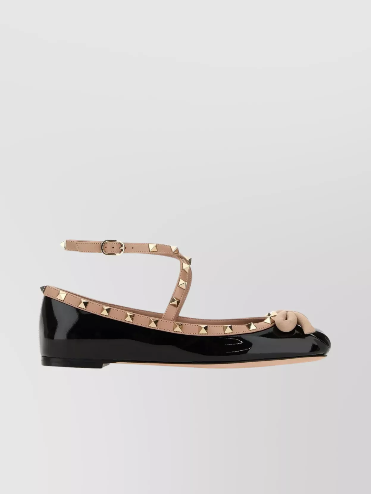 Shop Valentino Studded Leather Ballet Flats In Black