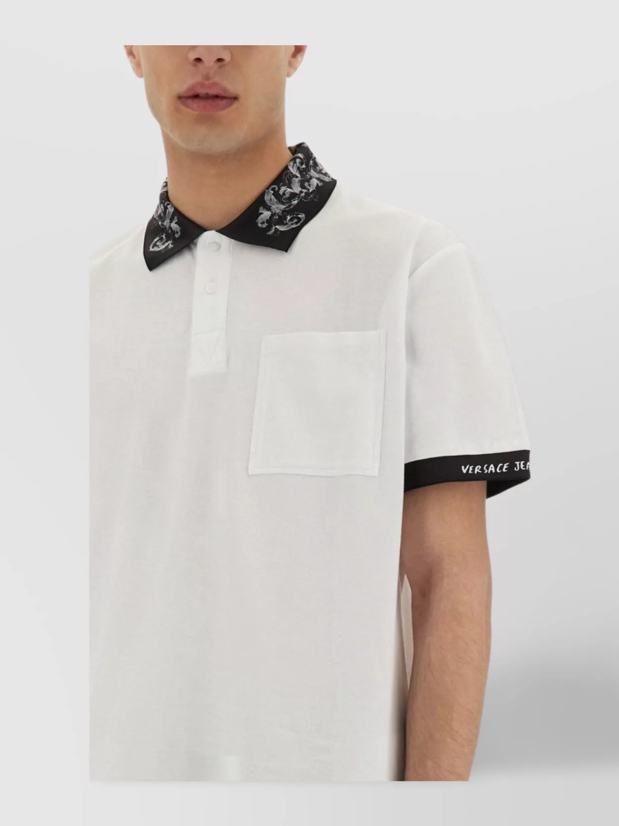Versace Jeans Couture Polo Shirt With Baroque Outline Collar