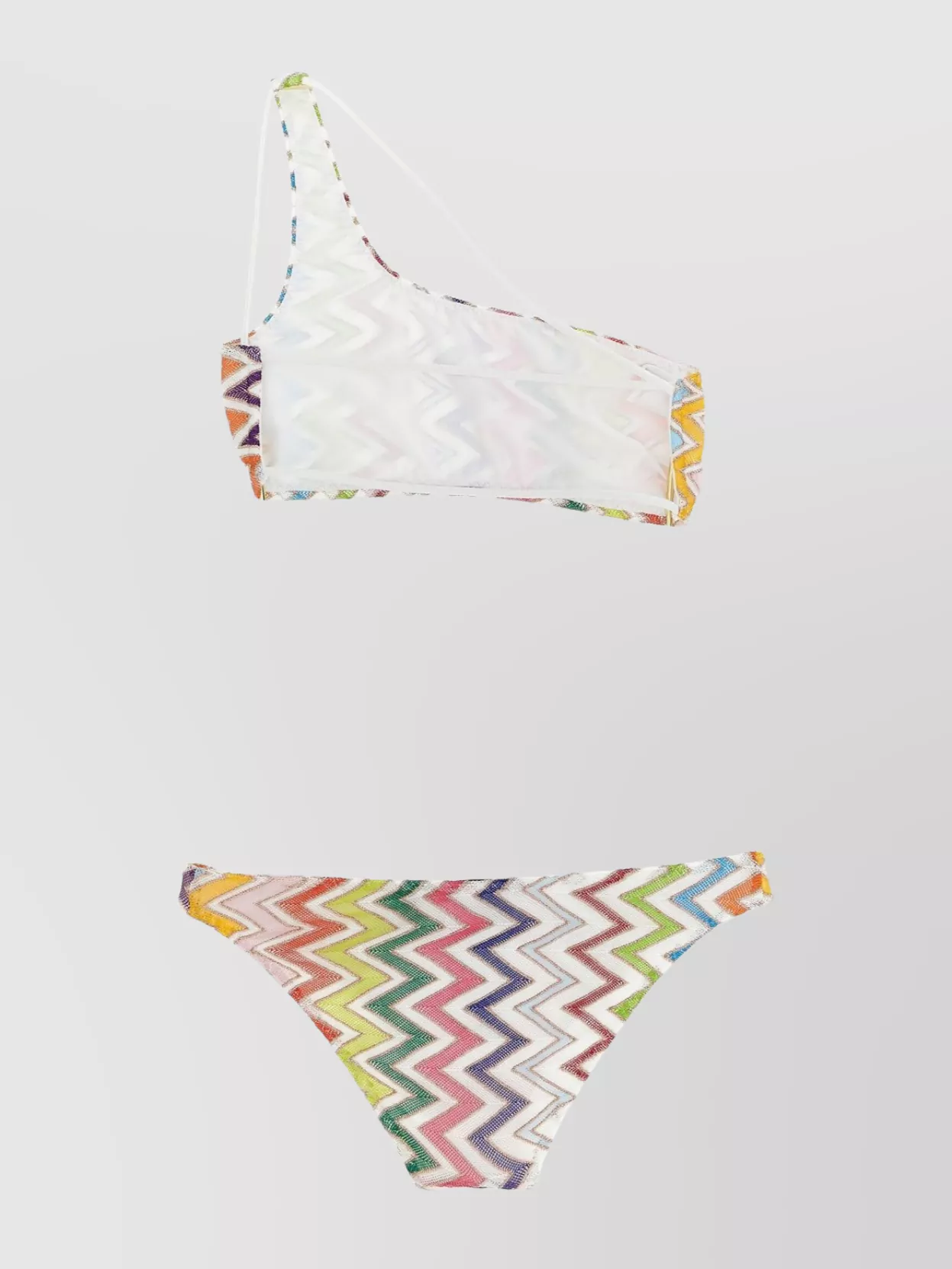 Missoni Asymmetrical Bikini Set Zigzag Design In White