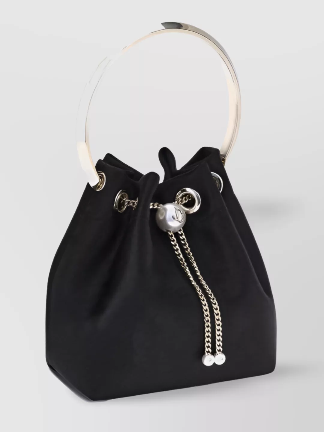 Jimmy Choo Satin Bucket Bag With Gold Metal Handle