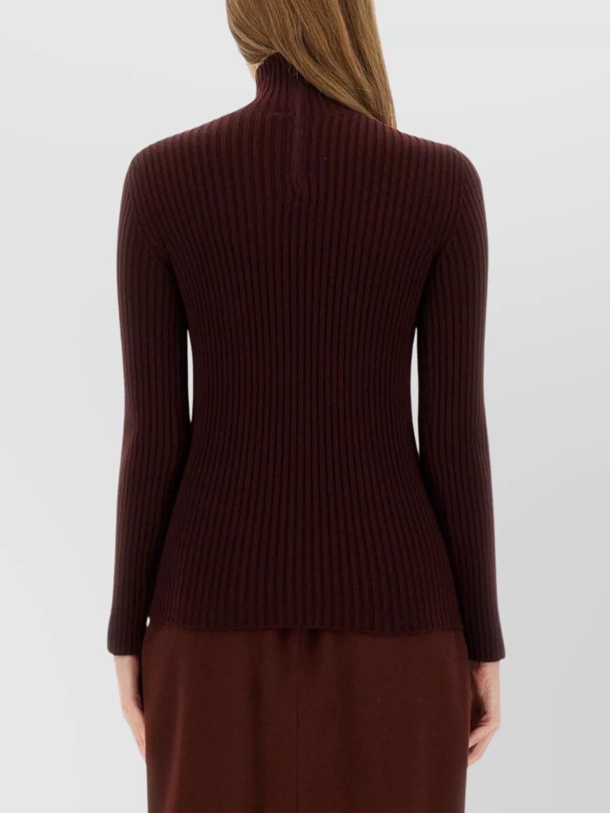 Max Mara Slim Fit Ribbed Turtleneck Knit Sweater