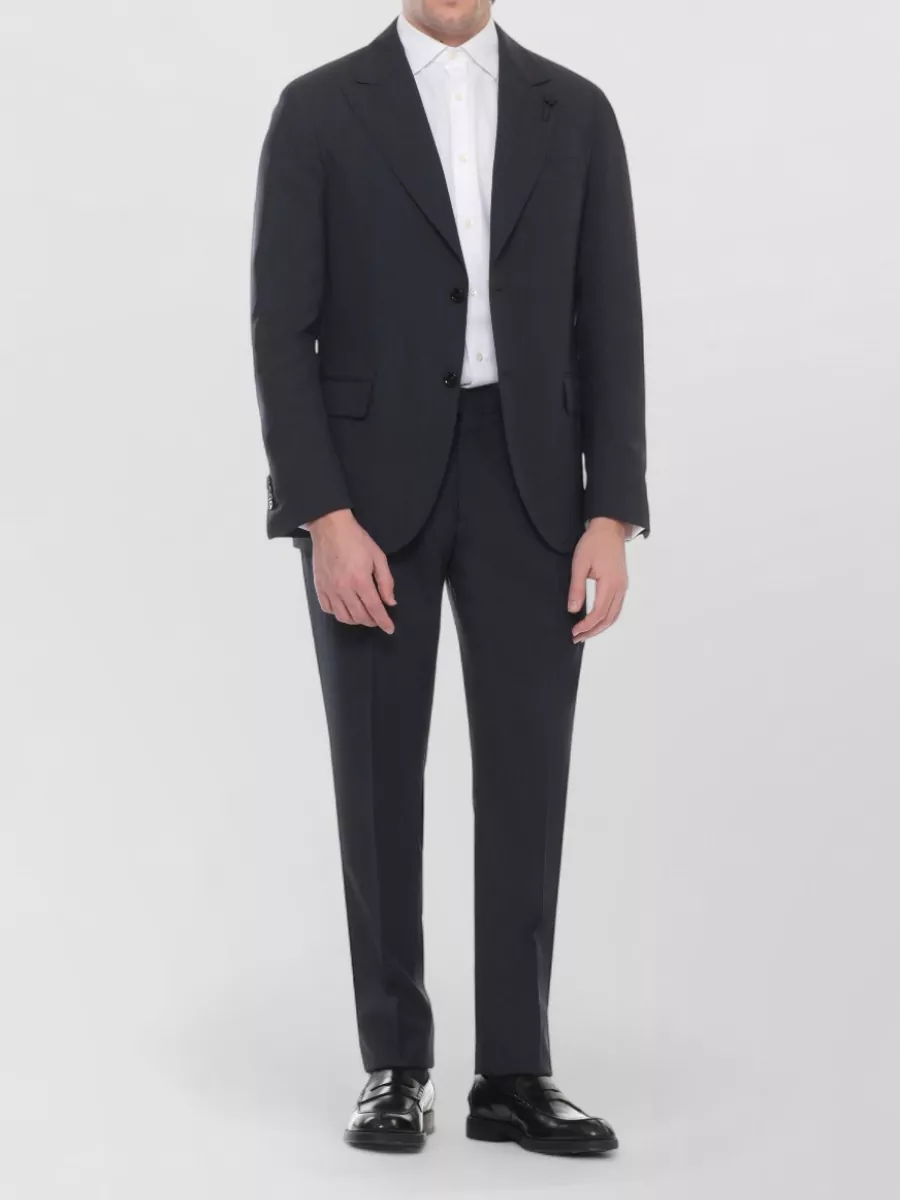 Lardini Wool Suit Notch Lapel Structured Tailoring In Blue