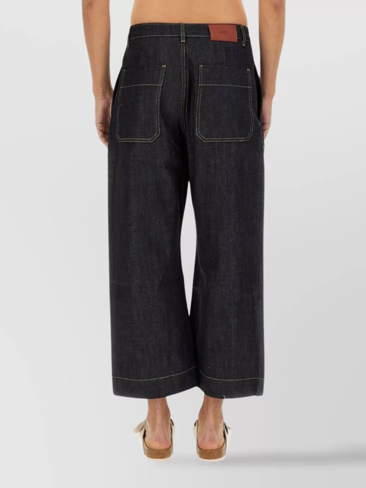 Studio Nicholson Cropped Wide Leg Trousers With Back Pockets