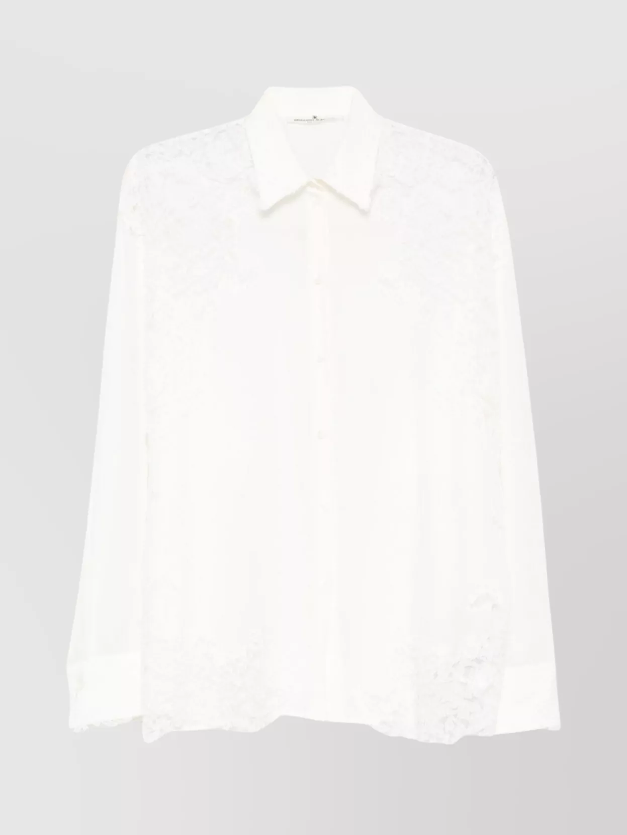 Ermanno Scervino Sheer Panel Silk Shirt With Lace Trim In White