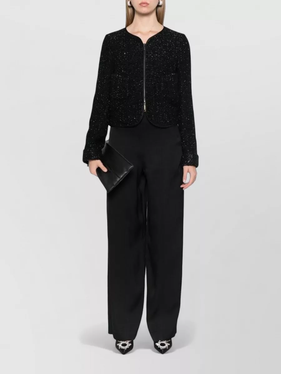 Emporio Armani Lurex Tweed Sequin-Embellished Ruched Jacket