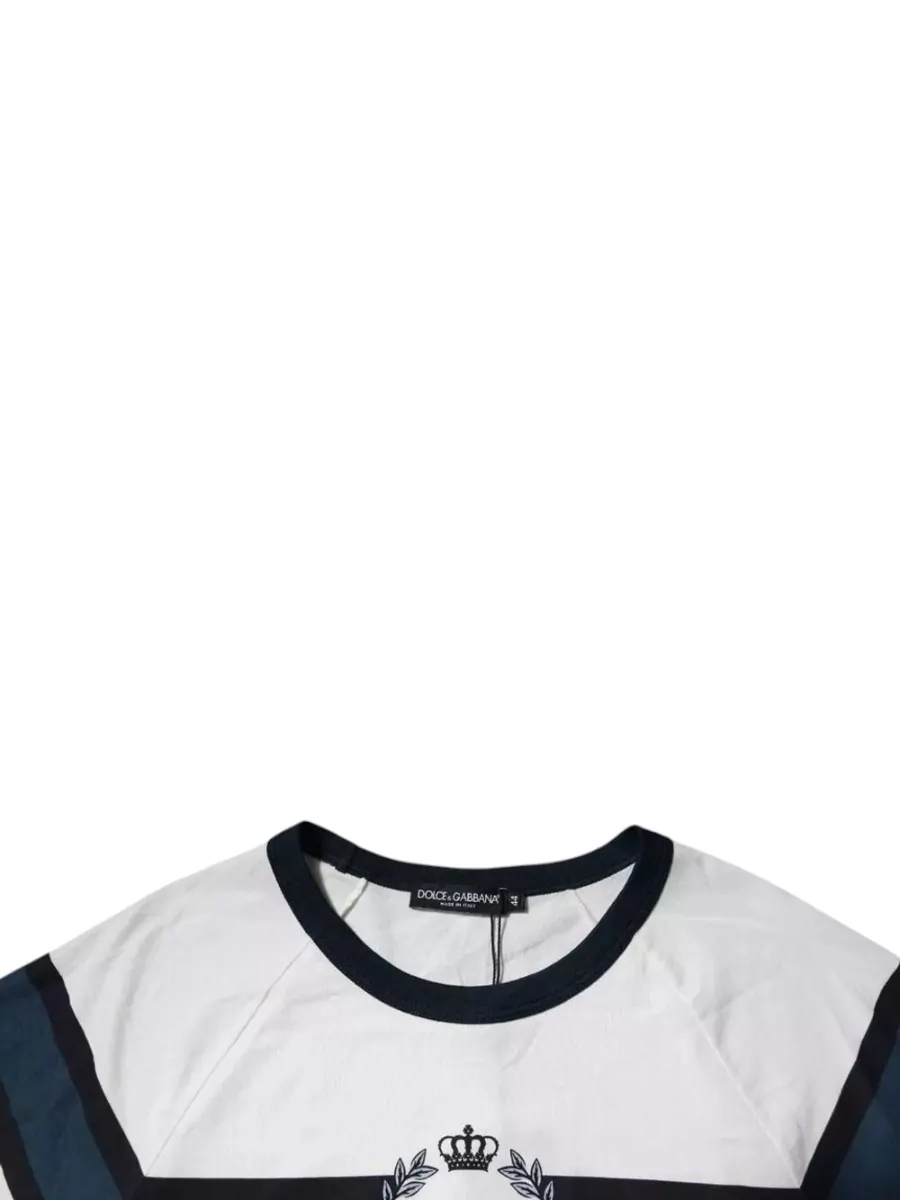 Dolce&Gabbana Striped Logo Embroidered Cotton T-Shirt