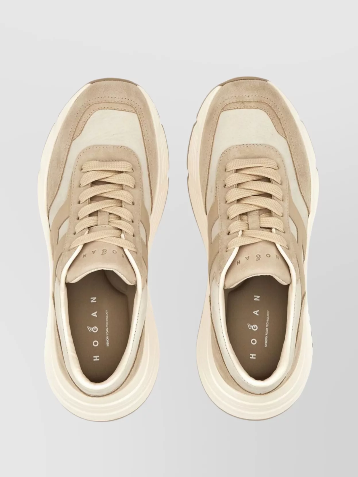 Hogan Panelled Design Leather Sneakers With Ridged Sole