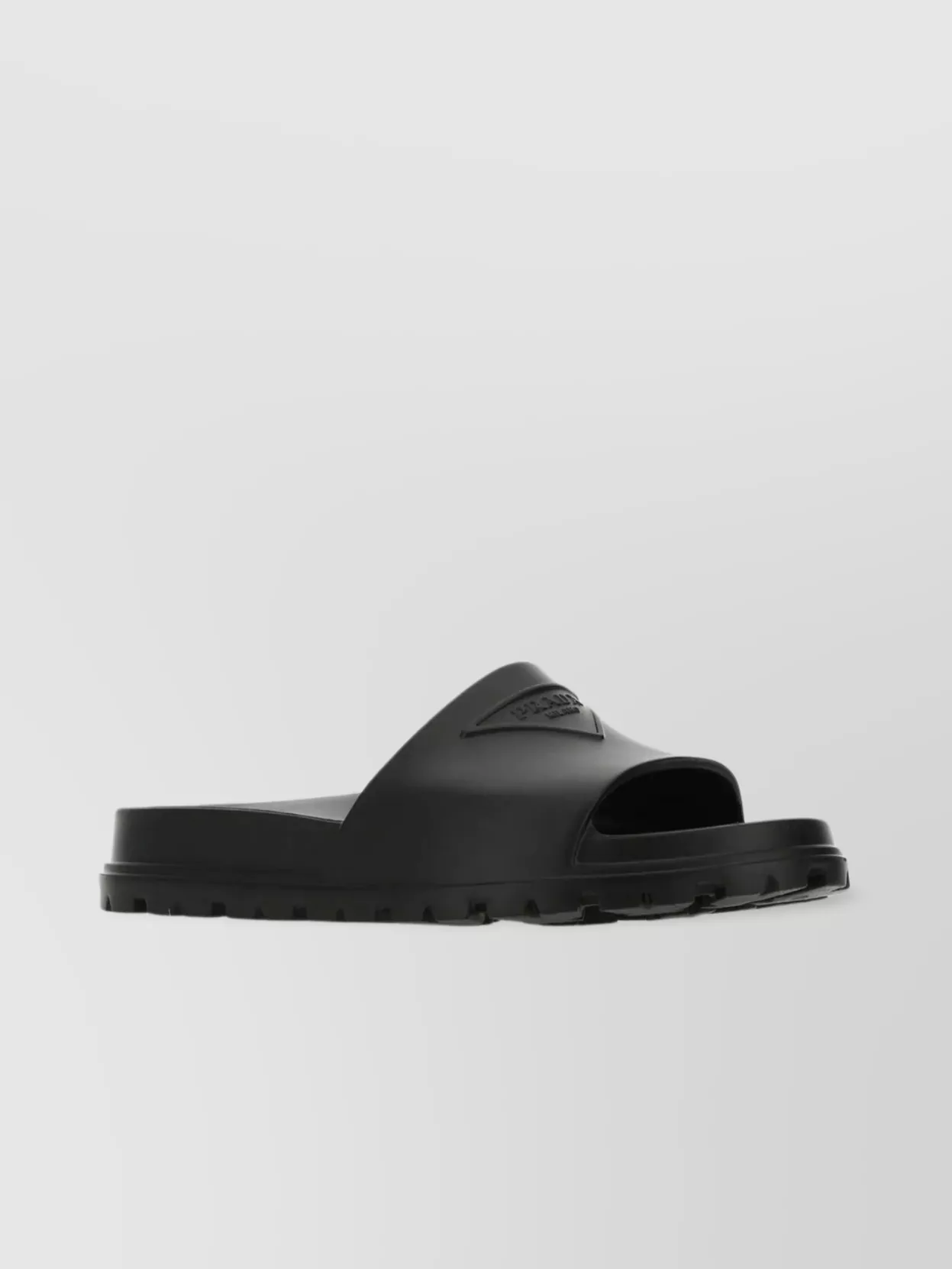 Shop Prada Rubber Slippers With Iconic Logoed Triangle