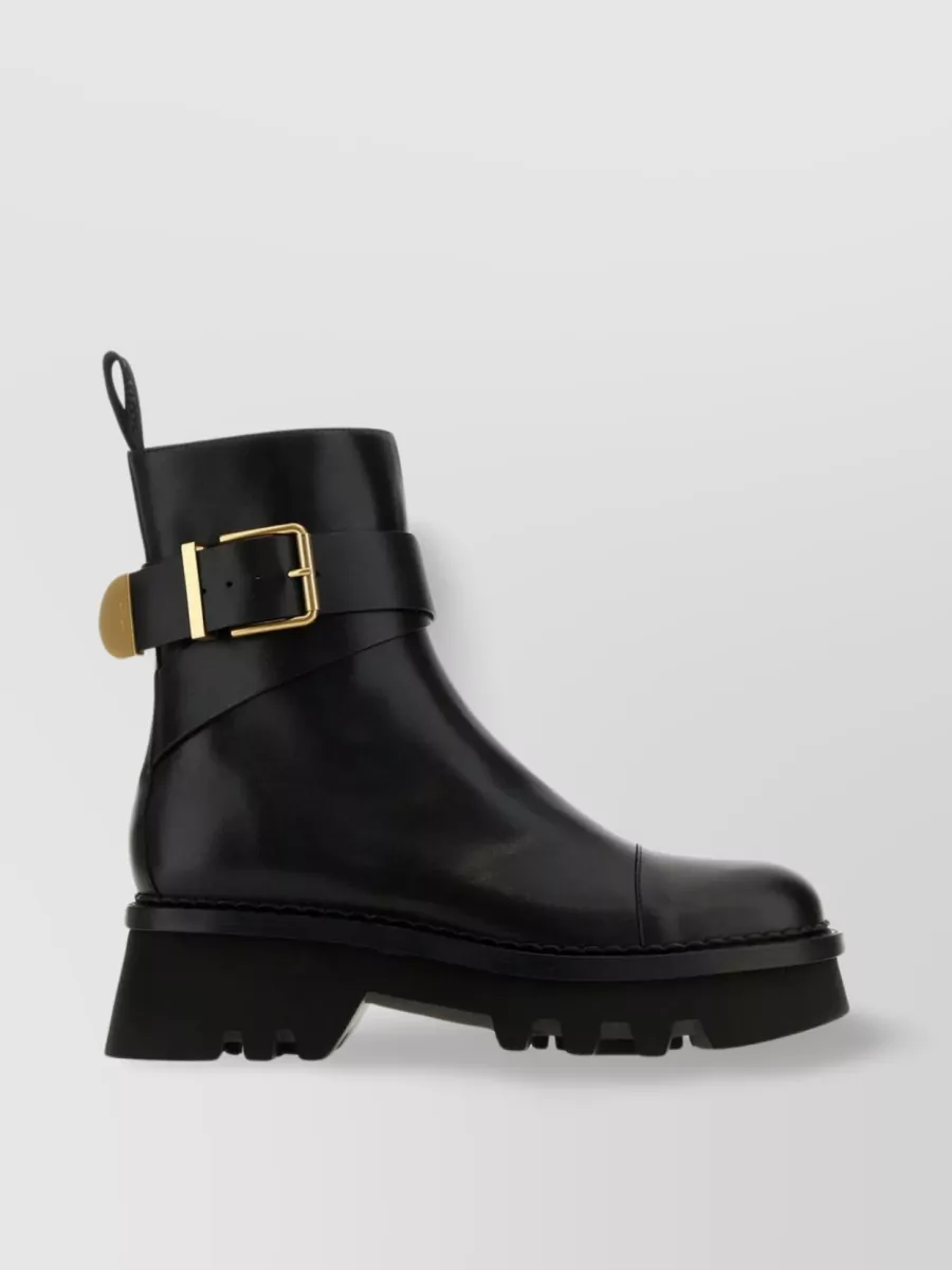 Shop Chloé Owena Ankle Boots In Luxe Leather In Black