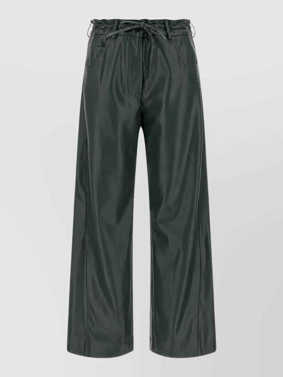 Nude faux leather wide-leg trousers