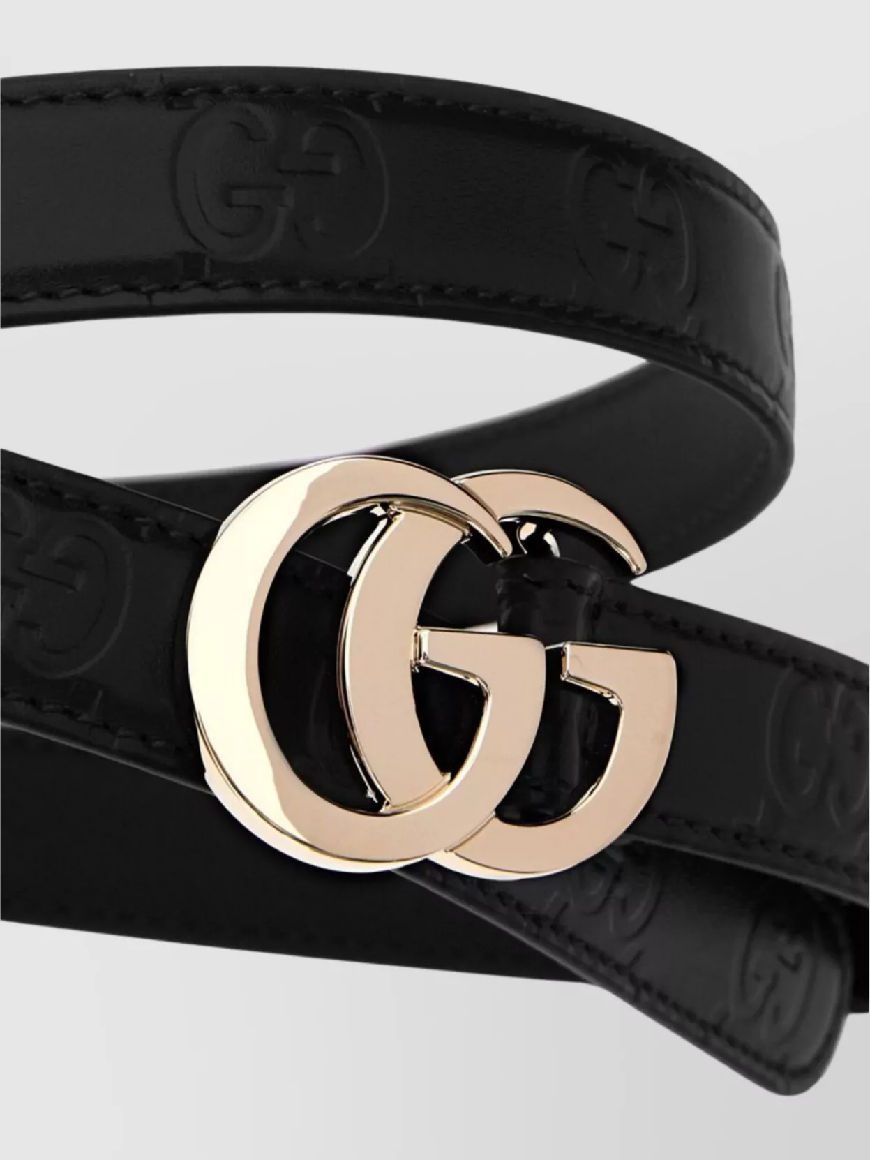 Gucci Belt Leather Gold-Tone Buckle