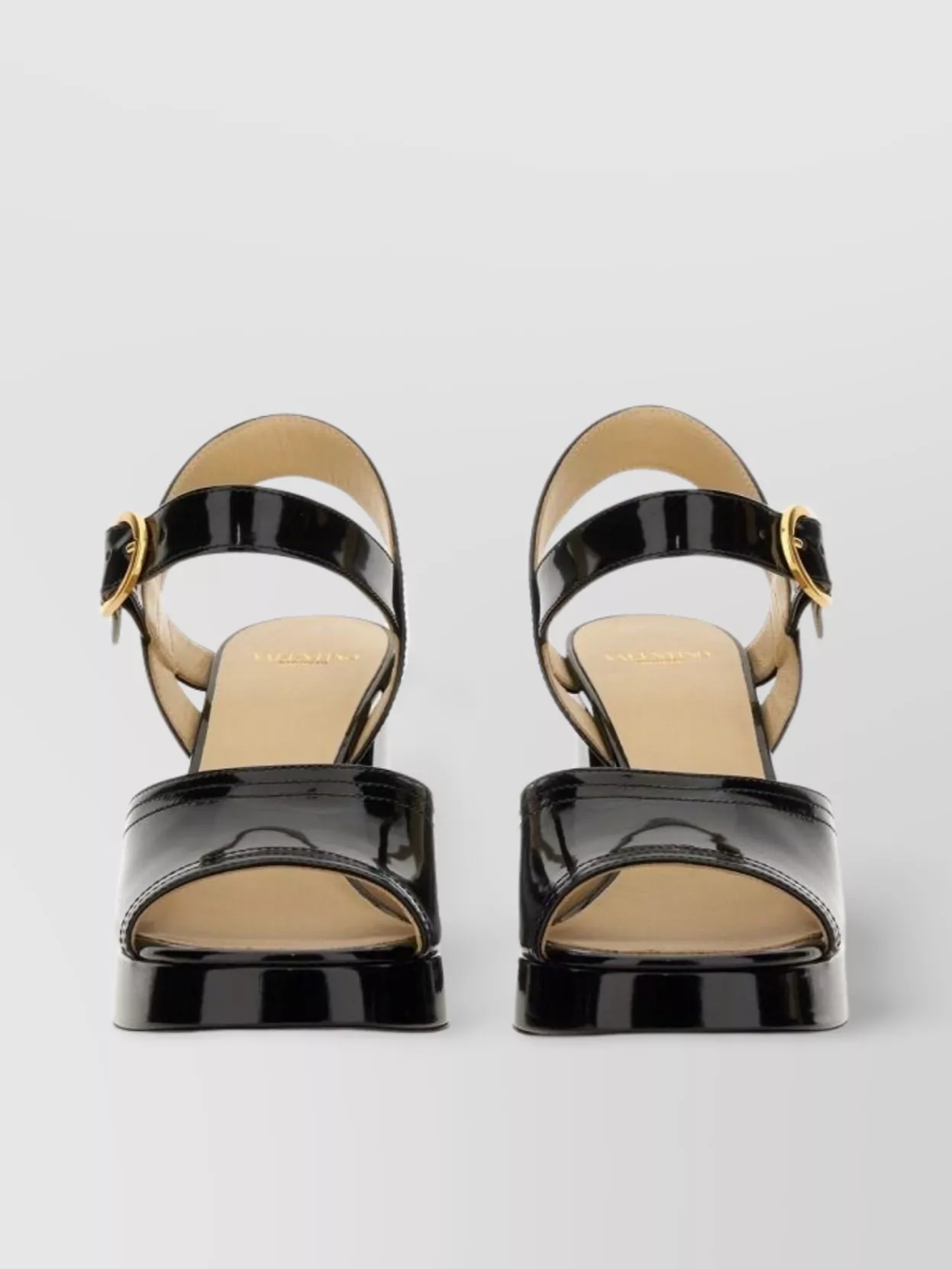 Valentino Garavani Block Heel Buckle Detail Open Toe Sandals