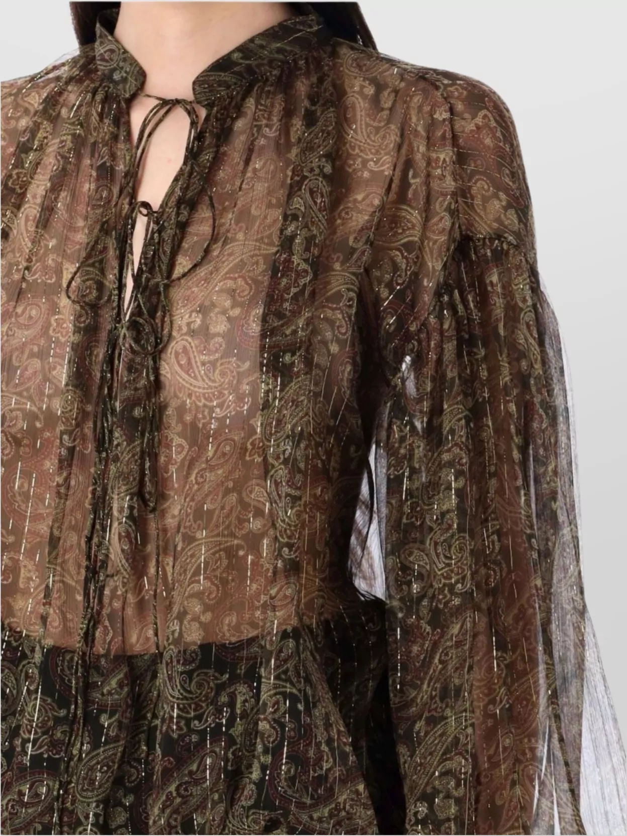 Saint Laurent Cashmere Print Silk Blouse Shirt