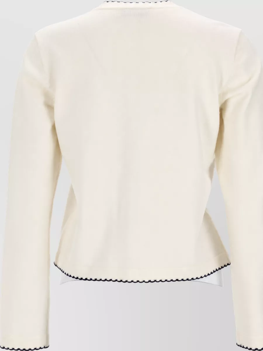 Tory Burch Wool Scallop Trim Cardigan