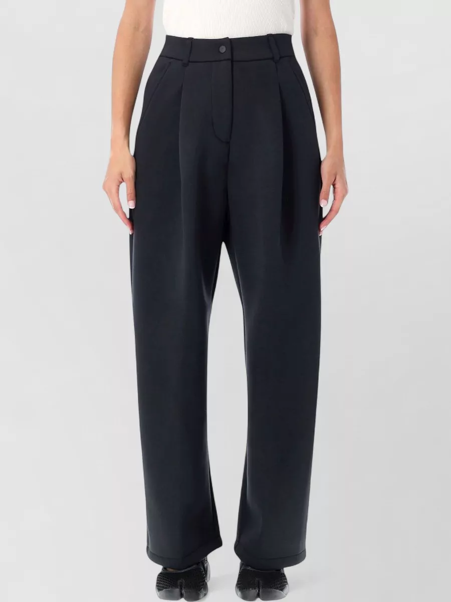 Nike fleece mid-rise pleated wide-leg trousers