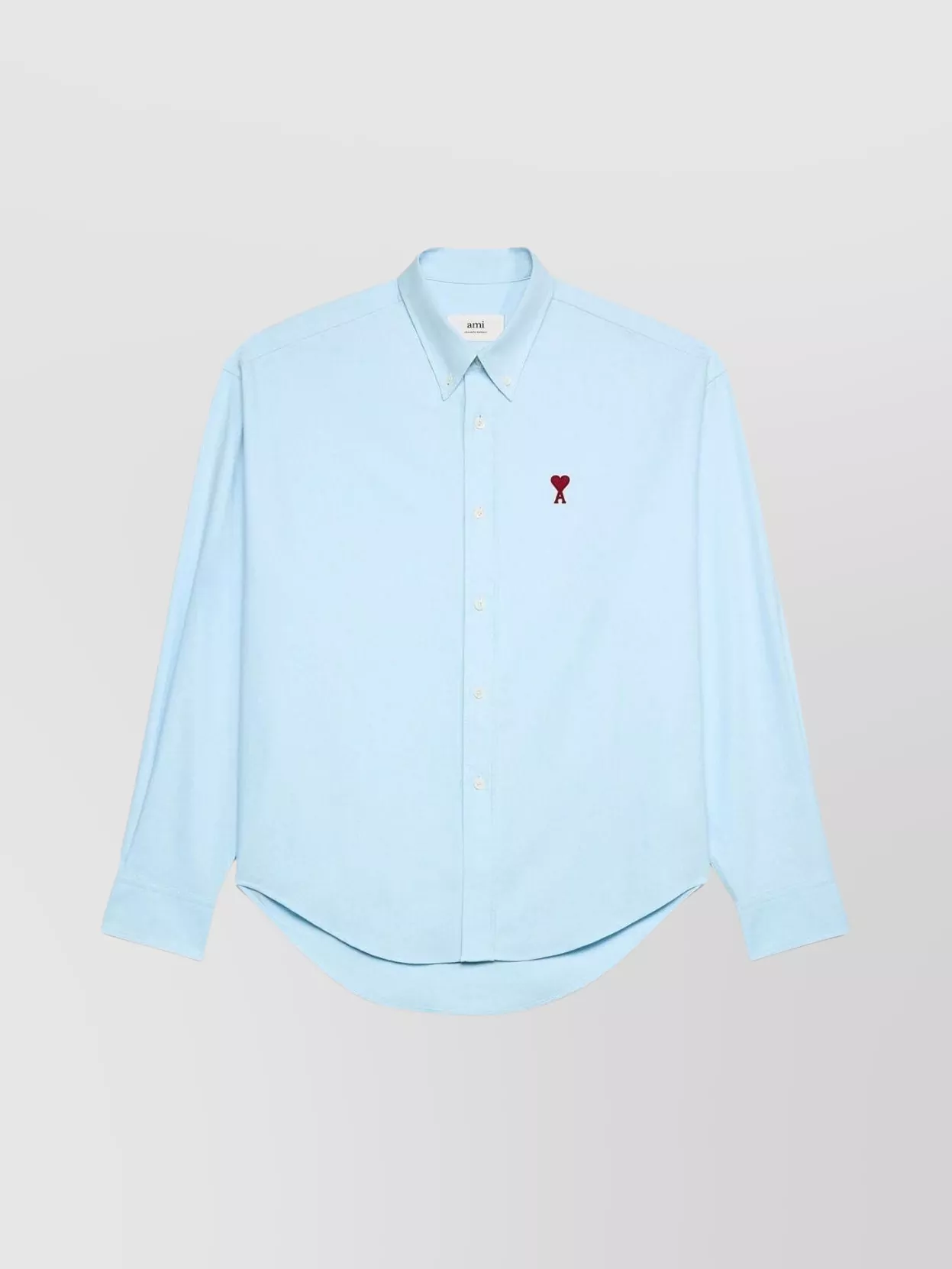 Shop Ami Alexandre Mattiussi Buttoned-cuff Shirt With Curved Hem